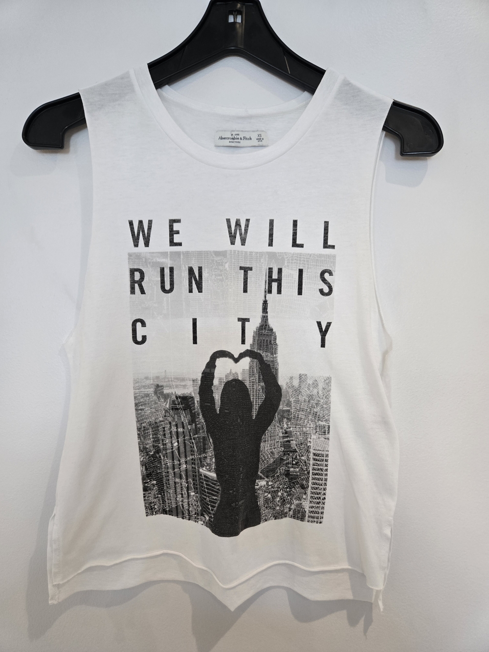 Abercrombie & Fitch White Tank with Black City Graphic